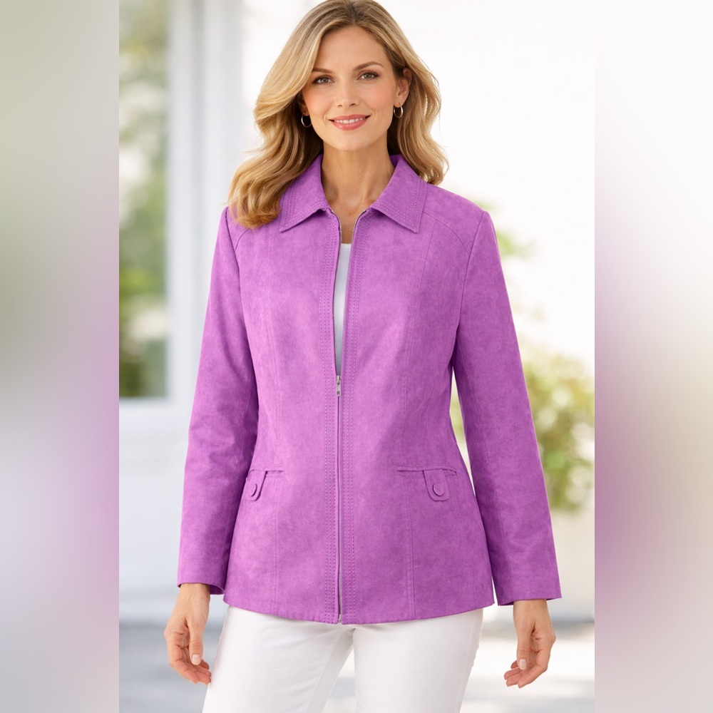 291)TanJay Purple Zip-Up Jacket – Lightweight Tailored Casual Blazer. Ptp 24